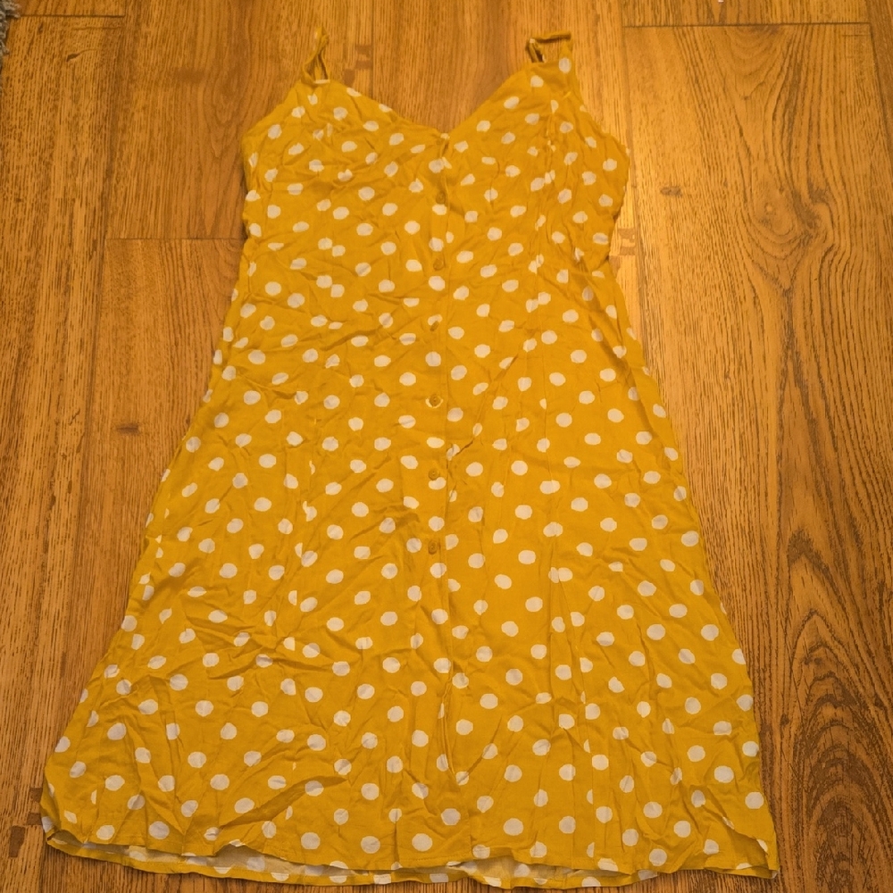 Forever 21 Yellow Polka Dot Midi Dress